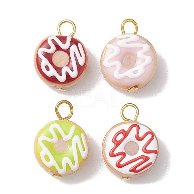 Lampwork Enamel Donut Pendant PALLOY-JF02572-S-1
