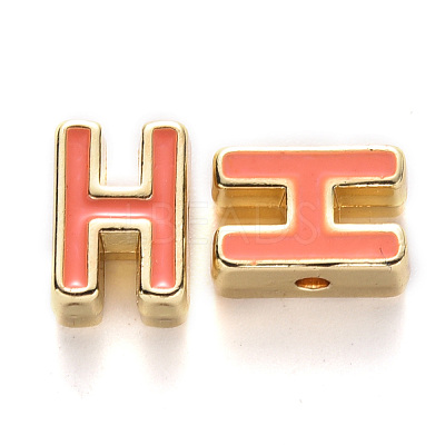 Rack Plating Alloy Enamel Beads X-ENAM-S122-033H-NR-1