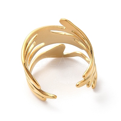 Ion Plating(IP) 304 Stainless Steel Twist Wave Open Cuff Ring for Women RJEW-K245-30G-1
