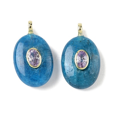 Natural Apatite & Cubic Zirconia Pendants G-Z076-01G-16-1