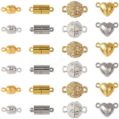 20 Bags 4 Styles 2 Colors Brass & Alloy Magnetic Clasps with Loops KK-FS0002-01-1