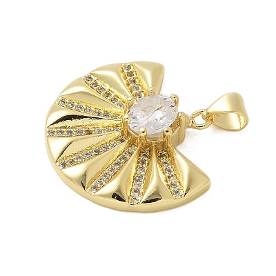 Brass Micro Pave Cubic Zirconia Pendants KK-P293-25B-G-1