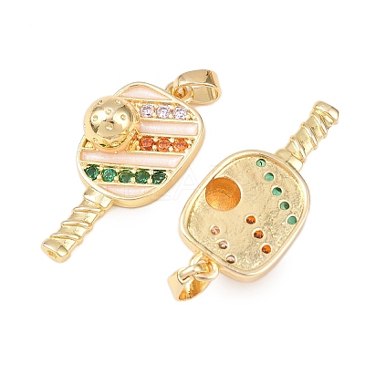 Brass Micro Pave Cubic Zirconia Pendants KK-C248-04G-02-1