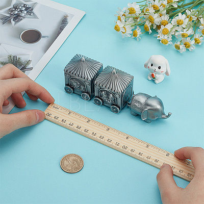Tibetan Style Zinc Alloy Elephant Train Engraved My First Curl/Tooth Boxes CON-WH0089-108AS-1