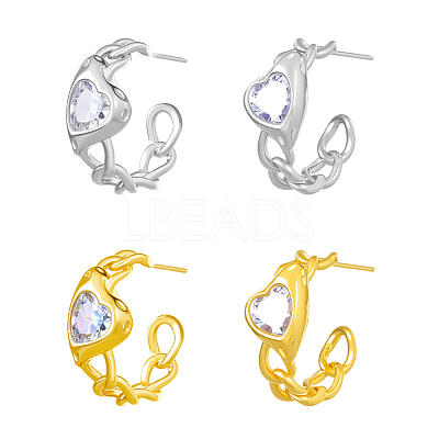 2 Pairs 2 Colors Alloy Rhinestone Stud Earrings EJEW-HY0001-60-1