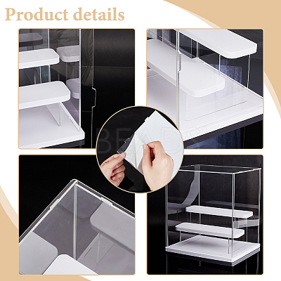3-Tier Assembled Trasparent Plastic Toys Action Figures Display Riser Boxs ODIS-WH0029-75-1