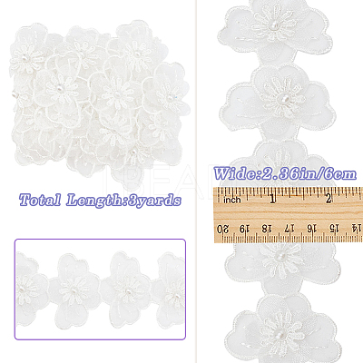 3 Yards Embroidery Flower Polyester Lace Trim OCOR-GF0002-53-1
