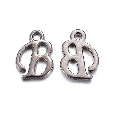Gunmetal Plated Alloy Letter Pendants PALLOY-P097-03-B-1