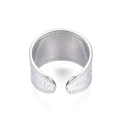 Non-Tarnish 304 Stainless Steel Snake Pattern Open Cuff Ring RJEW-S405-257P-1
