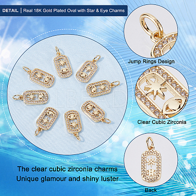 10Pcs Brass Micro Pave Clear Cubic Zirconia Charms ZIRC-BBC0001-25-1