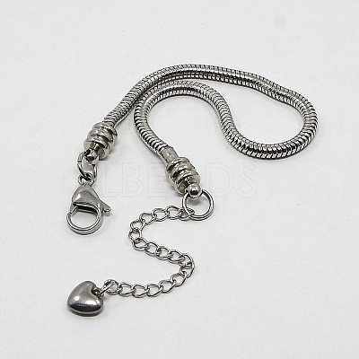 Tarnish Resistant 304 Stainless Steel European Round Snake Chains Bracelets LS-STAS-J015-08-1
