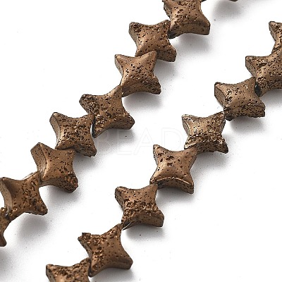 Electroplated Natural Lava Rock Beads Strands G-A251-C01-01C-1