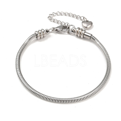 Tarnish Resistant 304 Stainless Steel European Round Snake Chains Bracelets STAS-J015-05-1