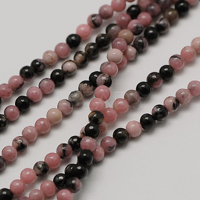Natural Rhodonite Round Bead Strands G-A130-2mm-23-1