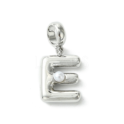 Rack Plating Brass with ABS Plastic Pearl European Dangle Charms KK-G501-02E-P-1
