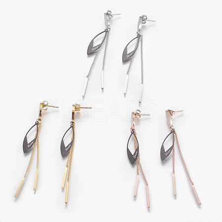 304 Stainless Steel Dangle Stud Earrings EJEW-F204-03-1