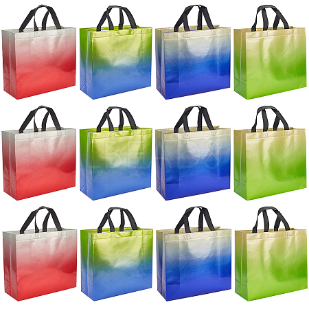 12Pcs 4 Colors Non-Woven Reusable Folding Gift Bags with Handle ABAG-GF0001-29A-1