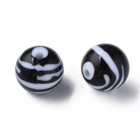 Opaque Striped Acrylic Beads MACR-S373-27B-10-1