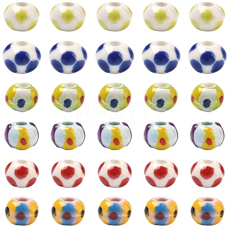 18Pcs 6 Colors Handmade Porcelain European Beads PORC-YW0001-87-1