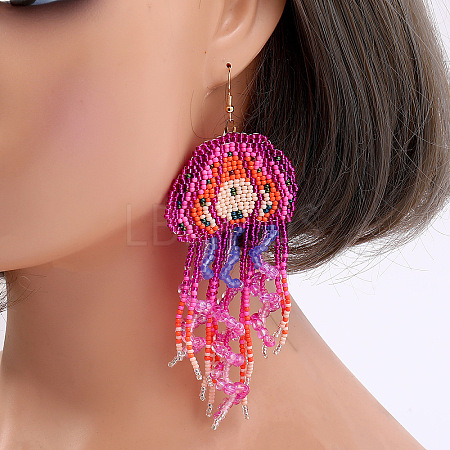 Bohemian Style Glass Seed Beads Dangle Earrings FS-WG15E1C-01-1