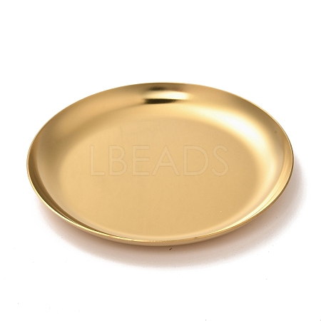 Flat Round 430 Stainless Steel Jewelry Display Plate X-STAS-P289-01G-1