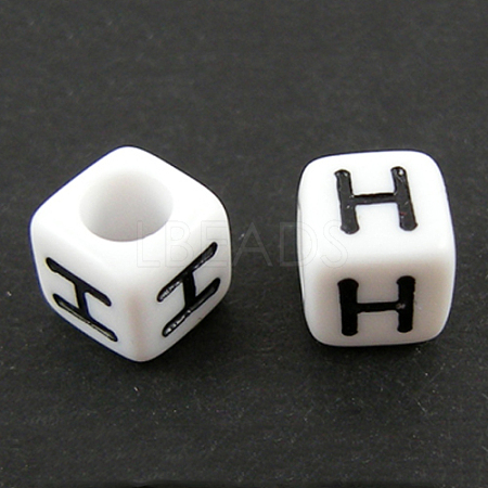 Letter Acrylic European Large Hole Beads X-OPDL-R050-10mm-H-1