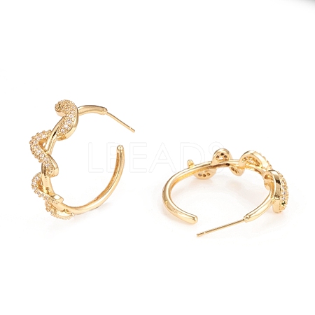Brass Micro Pave Cubic Zirconia Stud Earrings ZIRC-Q025-07G-1
