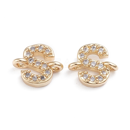 Brass Micro Pave Cubic Zirconia Letter Links ZIRC-I042-16G-S-1