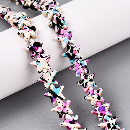 Spray Painted Synthetic Turquoise Beads Strands UNKW-T001-11F-1