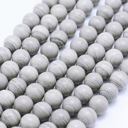 Natural Silver Line Jasper Beads Strands G-F531-8mm-O-1