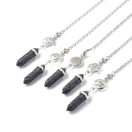 Natural Lava Rock Pointed Dowsing Pendulums PALLOY-JF00819-02-1
