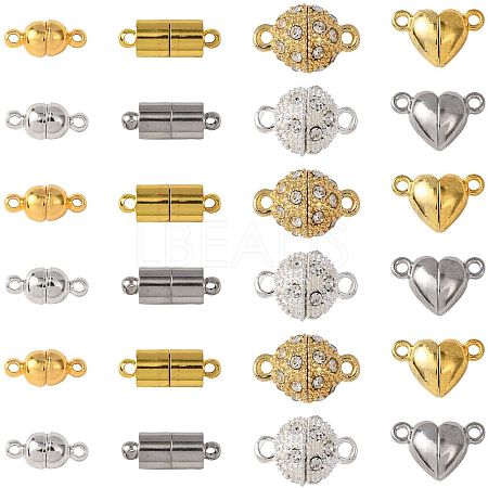 20 Bags 4 Styles 2 Colors Brass & Alloy Magnetic Clasps with Loops KK-FS0002-01-1