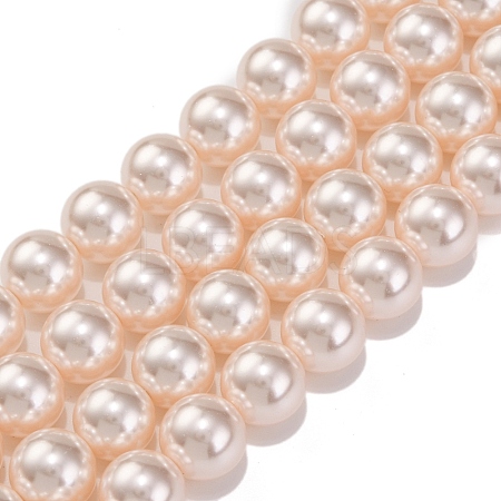 Baking Paint Pearlized Glass Pearl Round Bead Strands PEAR-H019-02D-01-1