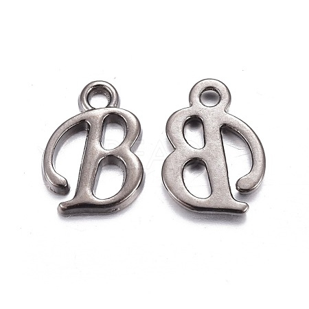 Gunmetal Plated Alloy Letter Pendants PALLOY-P097-03-B-1