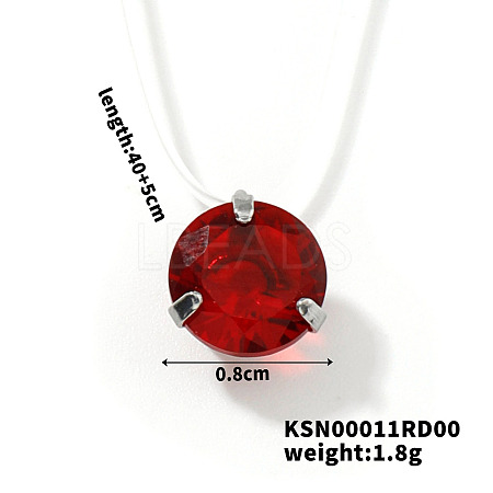 Flat Round Plastic Pendant Invisible Cord Necklaces for Women LS-JB6177-6-1