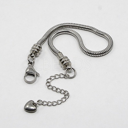 Tarnish Resistant 304 Stainless Steel European Round Snake Chains Bracelets LS-STAS-J015-08-1