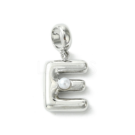 Rack Plating Brass with ABS Plastic Pearl European Dangle Charms KK-G501-02E-P-1