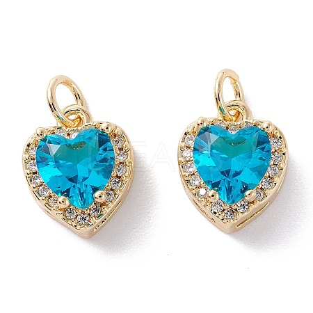 Brass Micro Pave Cubic Zirconia Charms ZIRC-A019-14G-A-1