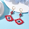 Glass Seed Bead Evil Eye Hoop Earrings EJEW-MZ00272-04-2