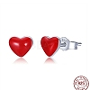 Anti-Tarnish Rhodium Plated 925 Sterling Silver Enamel Stud Earrings EJEW-FF0008-006P-1