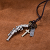 Adjustable Men's Zinc Alloy Pendant and Leather Cord Lariat Necklaces NJEW-BB16008-A-5