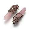 Natural Rose Quartz Pointed Pendants G-O164-02C-1
