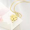Golden Plated Zinc Alloy Cable Chain Clover Pendant Necklaces NJEW-BB01587-4