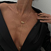 Iron Snake Chain with CCB Plastic Teardrop Tassel Lariat Necklaces FS-WG4E033-01-3