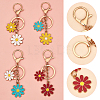 AHADERMAKER 4Pcs 4 Colors Alloy Enamel Pendants Keychain KEYC-GA0001-24-5