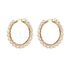 Natural Pearl Beads Brass Hoop Earrings EJEW-JE04565-10