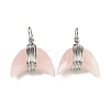 Natural Rose Quartz Copper Wire Wrapped Pendants G-B079-01P-02-1