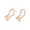 Brass Micro Pave Clear Cubic Zirconia Earring Findings KK-T062-233G-NF-1