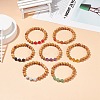 7Pcs 7 Style Natural Wood & Mixed Gemstone Round Beaded Stretch Bracelets Set BJEW-JB08813-2