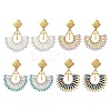 304 Stainless Steel with Glass Seed Beads Hoop Dangle Earrings EJEW-MZ00824-2